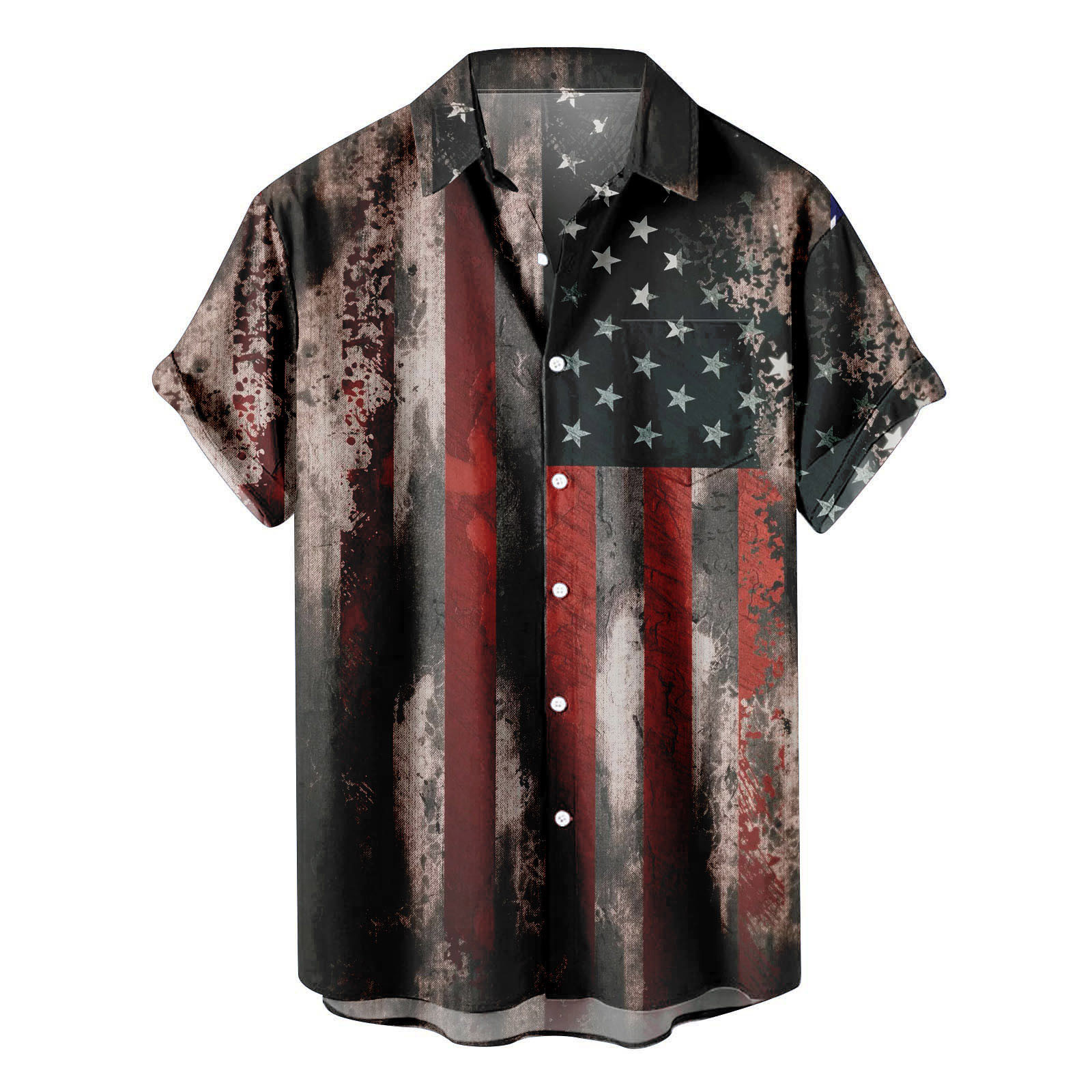 Mens Patriotic Hawaiian Shirts American Flag Graphic Button Down Shirt ...