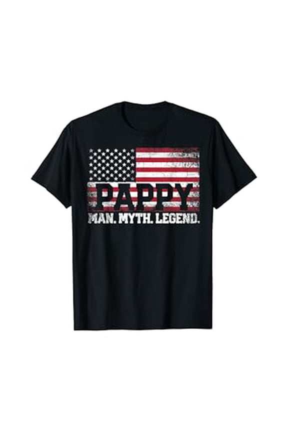 Mens Patriotic Pappy The Man Myth Legend American Flag T-Shirt Father's Day Gift