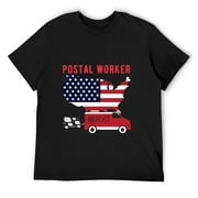 Mens Patriotic Postal Worker American Flag US Postal Service T Shirt Black