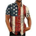 thumbnail image 1 of Mens Patriotic T Shirt American Flags Printing Vintage Tops Collared T-Shirt Button Down Blouse Short Sleeve Shirts Dressy Casual Blouses Fourth of July 1776, 1 of 4