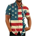 thumbnail image 1 of Mens Patriotic T Shirt American Flags Printing Vintage Tops Collared T-Shirt Button Down Blouse Short Sleeve Shirts Dressy Casual Blouses Fourth of July 1776, 1 of 4