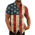 thumbnail image 1 of Mens Patriotic T Shirt American Flags Printing Vintage Tops Collared T-Shirt Button Down Blouse Short Sleeve Shirts Dressy Casual Blouses Fourth of July 1776, 1 of 4