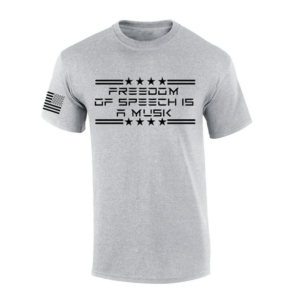 Mens Patriotic Tshirt Freedom Of Speech Is A Musk Futuristic Text Elon Graphic Short Sleeve T-shirt Graphic Tee-Sports Grey-small