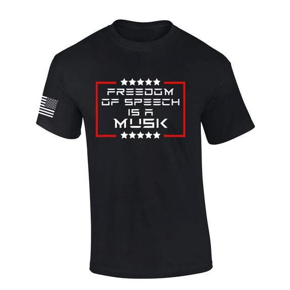 Mens Patriotic Tshirt Freedom Of Speech Is A Musk Futuristic Text Patriotic Elon Graphic Short Sleeve T-shirt Graphic Tee-Black-large