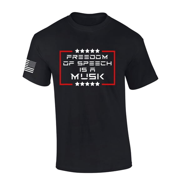 Mens Patriotic Tshirt Freedom Of Speech Is A Musk Futuristic Text Patriotic Elon Graphic Short Sleeve T-shirt Graphic Tee-Black-small