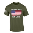 thumbnail image 1 of Mens Patriotic Tshirt Freedom Of Speech Is A Musk Grunge American FlagElon Graphic Short Sleeve T-shirt Graphic Tee-Military-medium, 1 of 4