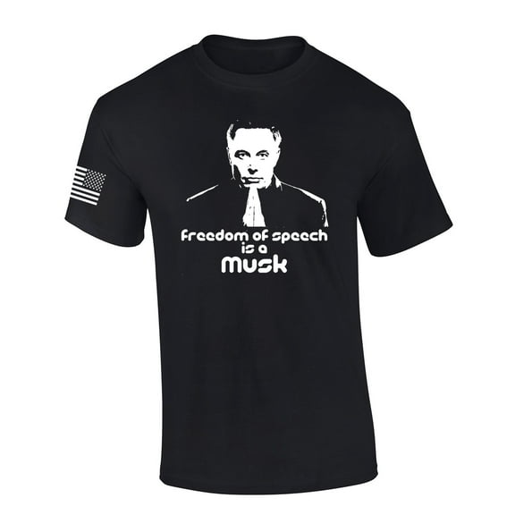Mens Patriotic Tshirt Freedom Of Speech Is A Musk Portrait Elon Graphic Short Sleeve T-shirt Graphic Tee-Black-medium
