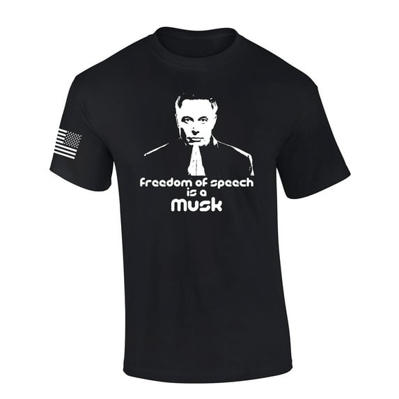 Mens Patriotic Tshirt Freedom Of Speech Is A Musk Portrait Elon Graphic Short Sleeve T-shirt Graphic Tee-Black-xxl