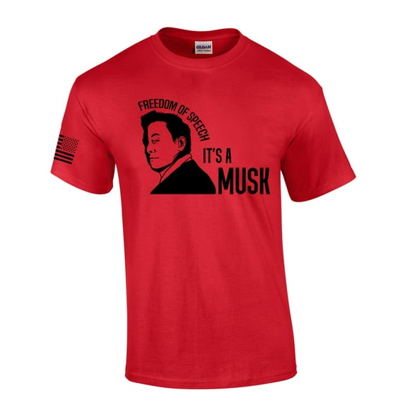 Mens Patriotic Tshirt Freedom Of Speech Is A Musk Side Eye Portrait Elon Graphic Short Sleeve T-shirt Graphic Tee-Red-xxl