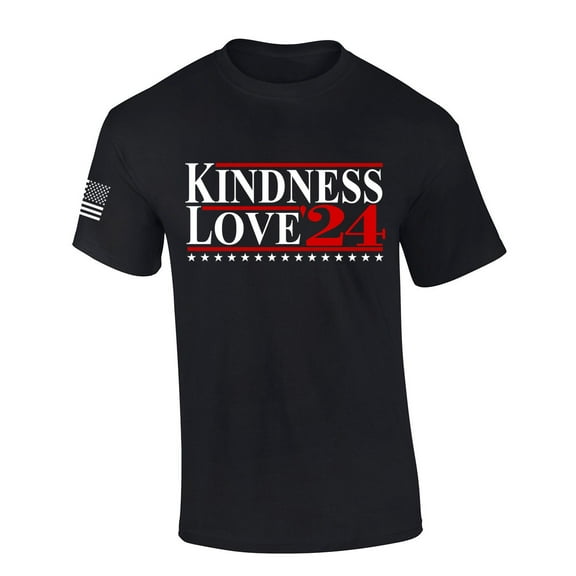 Mens Patriotic Tshirt Kindness And Love 2024 Short Sleeve T-shirt-Black-4xl