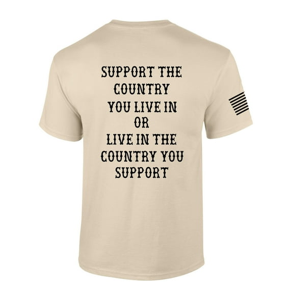 Mens Patriotic Tshirt Love The Country You Live In American Flag Short Sleeve T-shirt-Sand-4xl