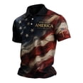 thumbnail image 1 of Mens Patriotic USA 250th Anniversary Short Sleeve Polo Shirts, American Flag Embroidery Vintage US Flag Print Casual Tops for Independence Day(Dark Blue,L), 1 of 5