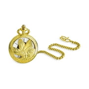 BLING JEWELRY Mens Patriotic USA America Bald Eagle Pocket Watch Silver Gold Bronze