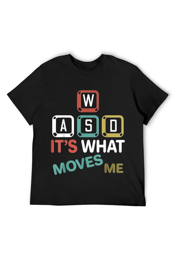 Mens Pc Gamer Shirt WASD It's What Moves Me Gaming T-Shirt Black