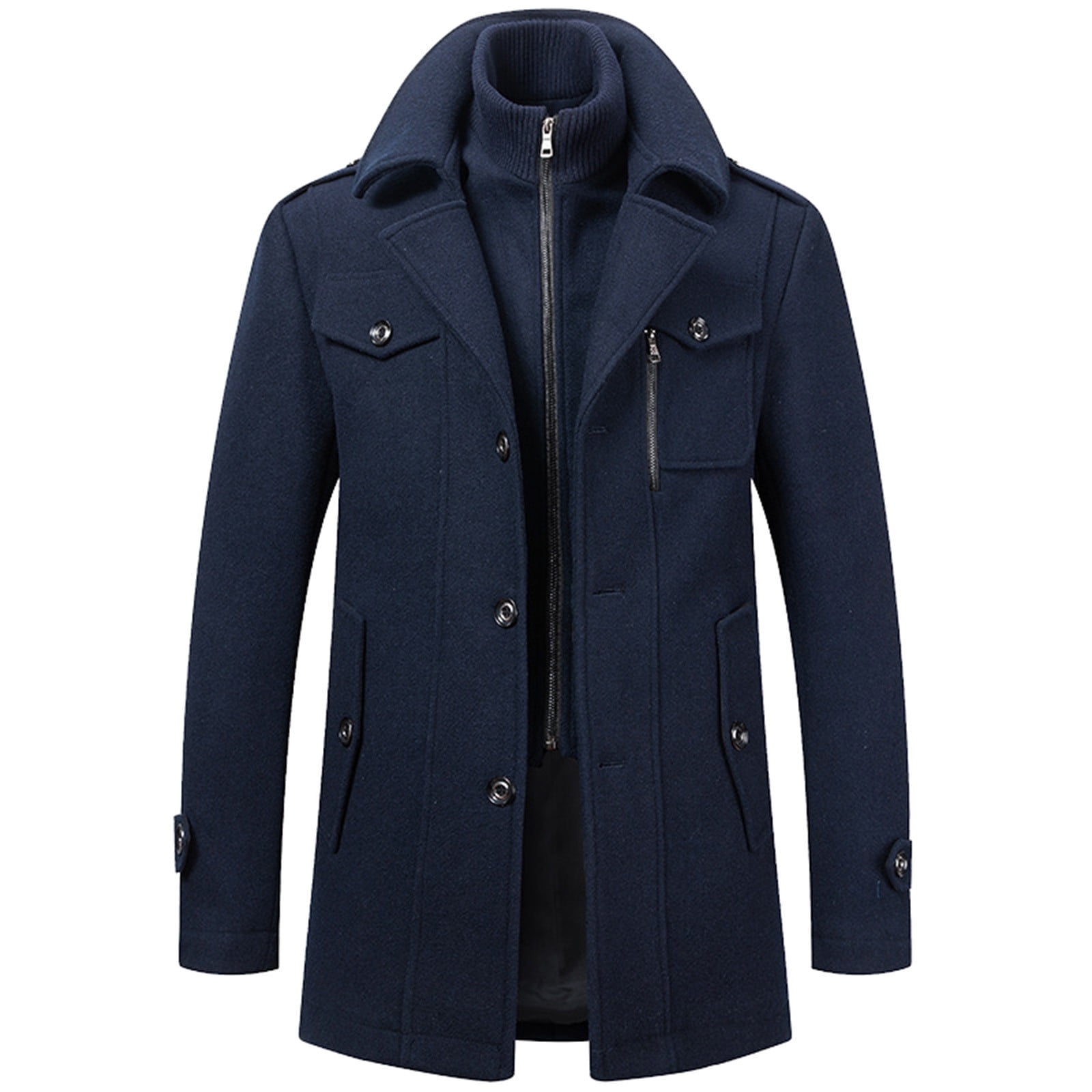 Mens Pea coats With Fur Collar - Hot Red Peacoats