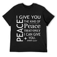 thumbnail image 1 of Mens Peace Bible Verse Scripture T-Shirt; Give Peace Tee Black Small, 1 of 5