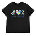 thumbnail image 1 of Mens Peace Love Autism In April We Wear Blue For Autism Awareness Short Sleeve T-Shirt Black Small, 1 of 5