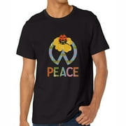 Mens Peace Love Ladybugs Retro T Shirt Black Small