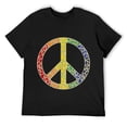 thumbnail image 1 of Mens Peace Sign Kindness And Love Mosaic Art Hippie Retro T-Shirt Black 2XL, 1 of 5