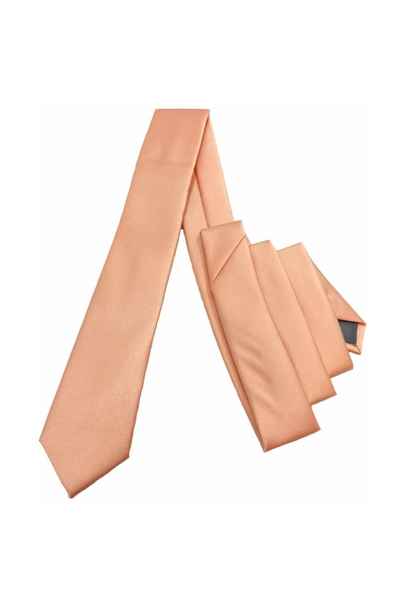Mens Peach Formal Satin Self-Tie Skinny Tie in a Variety of Colors by Spencer Js Signature Satin Collection