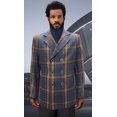 thumbnail image 1 of Mens Peacoat - Plaid Overcoats - Wool Carcoat Blue, 1 of 1