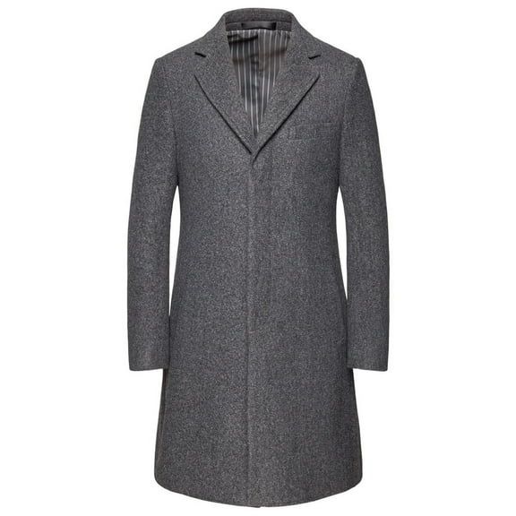 Mens Peacoats Wool Solid Hide Door Guard Medium Long Casual Large Woolen Coat Coat Long Sleeve Stand Collar Breasted Pocket Brushed Trench Coat