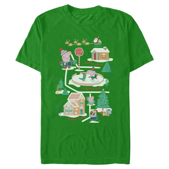 Mens Peppa Pig Santa Stop Here Map T Shirt