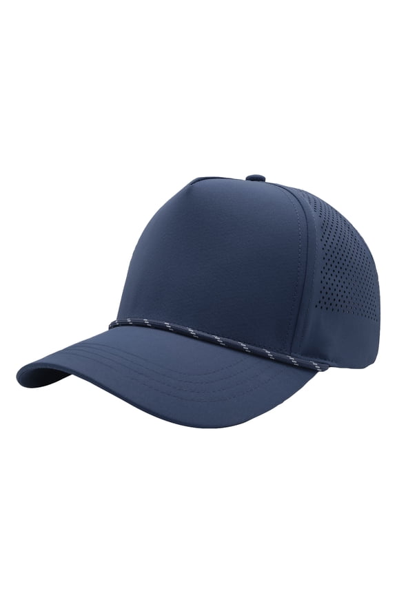Mens Perforated Performance Cap with Rope Breathable Moisture-Wicking Water Repellent  Hat, Blue