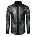 thumbnail image 1 of Mens Performance Clothing Sequin Casual Shirt New Mens Fashion Shiny Lapel, 1 of 2