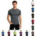 thumbnail image 1 of Mens Performance Compression Workout Shirt for Wicking Athletic Top Gym Running Fitness Training Tee with Stretch and Breathable Mens Slim Fit T Shirts Pocket T Shirts for Men Men Tee Shirt, Size L, 1 of 4