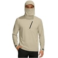 thumbnail image 1 of Mens Performance Fishing T-Shirt Long Sleeve Hoodie with Face Mask, Stretch Quick Dry Breathable Hooded Shirt Outdoor Hiking Top with Chest Zipper Pocket & Adjustable Cuff, 1 of 5