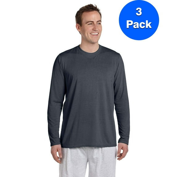Mens Performance Long-Sleeve T-Shirt 3 Pack