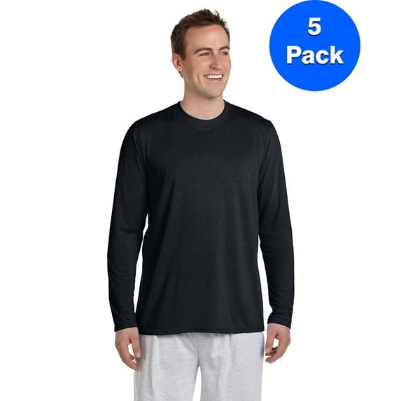 Mens Performance Long-Sleeve T-Shirt 5 Pack