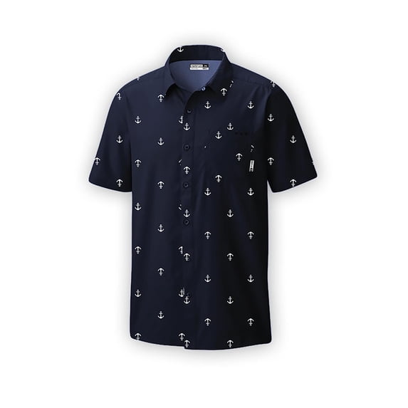 Mens Performance Short Sleeve Button Up Quick Dry Shirt 50+ UPF Fishing Shirt, Navy, Size: 3X, Momentum Comfort Gear