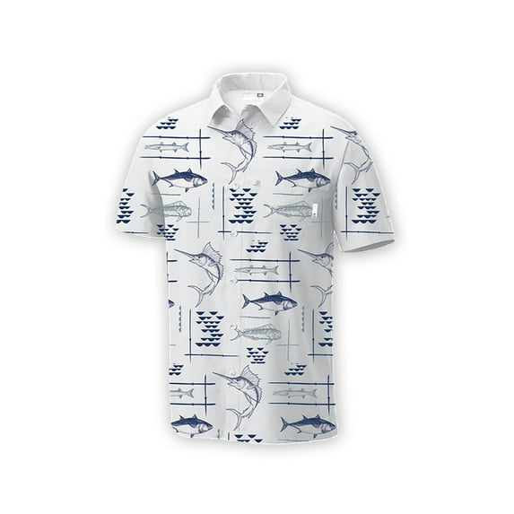 Mens Performance Short Sleeve Button Up Quick Dry Shirt 50+ UPF Fishing Shirt, White, Size: XL, Momentum Comfort Gear