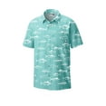 thumbnail image 1 of Mens Performance Short Sleeve Button up With All Over Design Shirt, Aqua Fish, Size: 3X, Momentum Comfort Gear, 1 of 2
