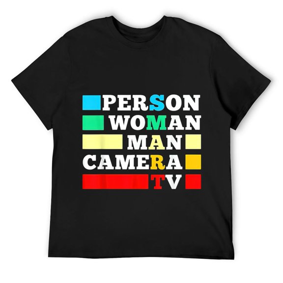 Mens Person Woman Man Camera TV Funny Smart Cognitive Test T-Shirt Black 2XL