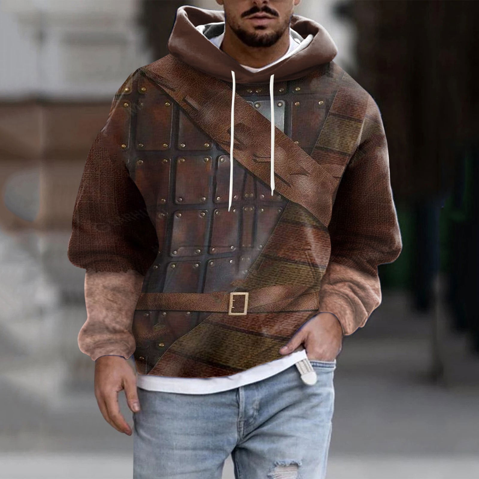 Mens Personalized Retro Gentleman Punk Hoodie Sweatshirt Mens