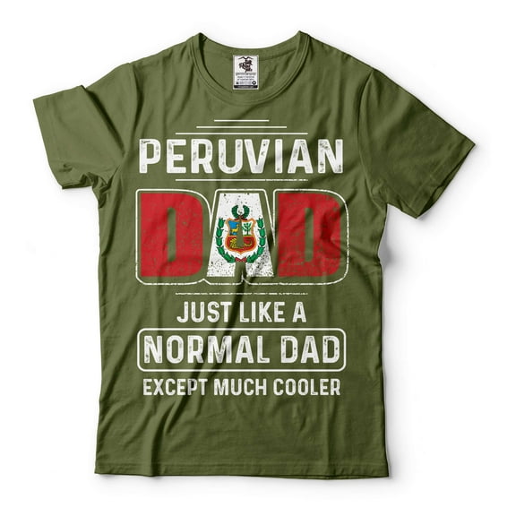 Mens Peru T-shirt Peruvian Dad Tshirt Father's Day Gift Peruvian Father Shirt Fathers day Shirt (Medium Military Green)