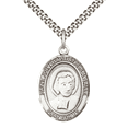 thumbnail image 1 of Mens Pewter Saint John Baptist de la Salle Medal Pendant on 24" Rhodium Plated Heavy Curb Brass Chain with Lobster Claw clasp, Catholic Religious Necklace -Made in USA- Velvet Gift Box, 1 of 7