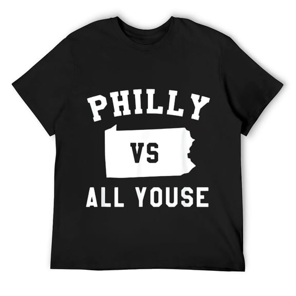 Mens Philly vs All Youse Funny Philadelphia slang joke T-Shirt Black