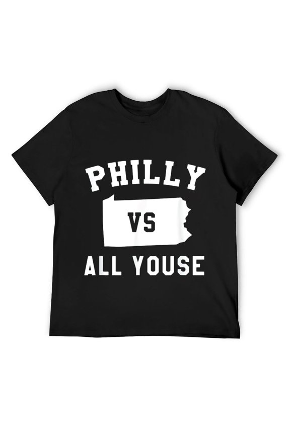 Mens Philly vs All Youse Funny Philadelphia slang joke T-Shirt Black