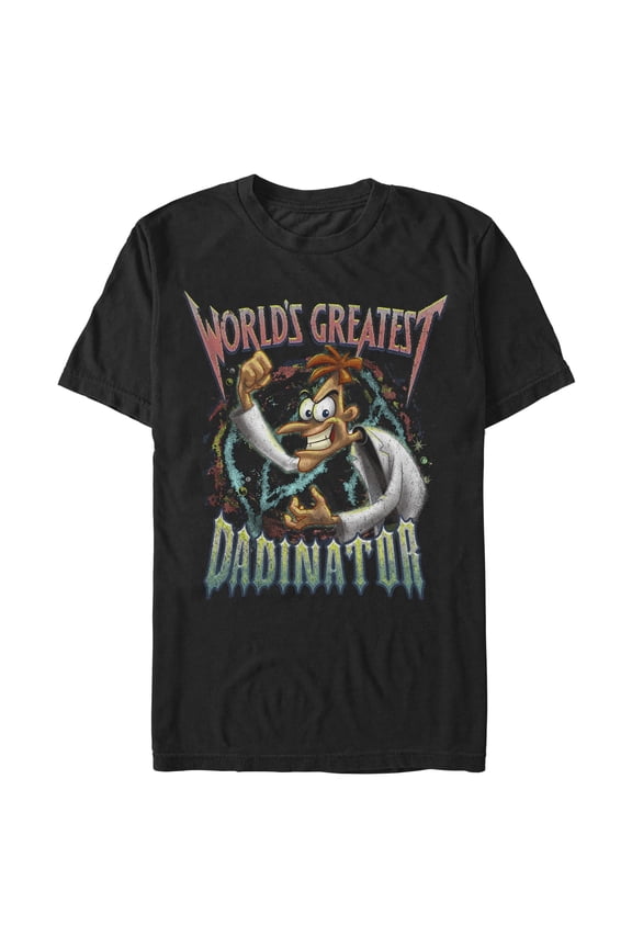 Mens Phineas and Ferb Worlds Greatest Dadinator T Shirt