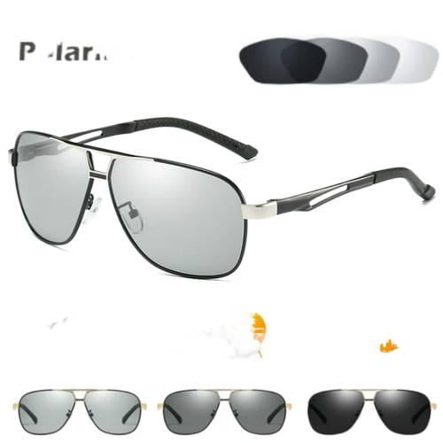 Mens Photochromic Polarized Sunglasses UV400 Pilot Sport Driving Outdoor Glasses
