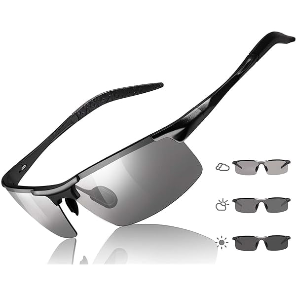 Mens Photochromic Sunglasses Day & Night Driving Z87 Sun Glasses Polarized UV400 Protection Safety Glasses