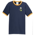 thumbnail image 1 of Mens Pickle Ball Pickleball Patch 100% Cotton Ringer Tee Shirt, Medium Navy/Gold, 1 of 5