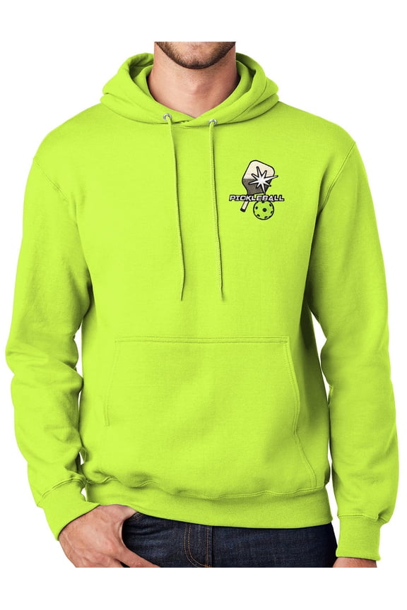 Mens PickleBall High Visibility Hoodie Sweatshirt, Medium Safety Yellow