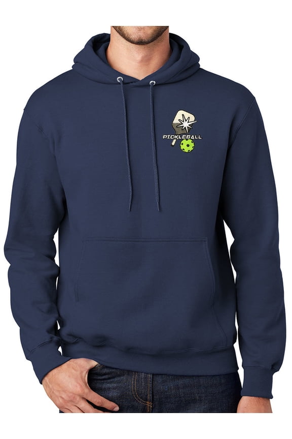 Mens PickleBall Hooded Hoodie Sweatshirt, Small Navy Blue