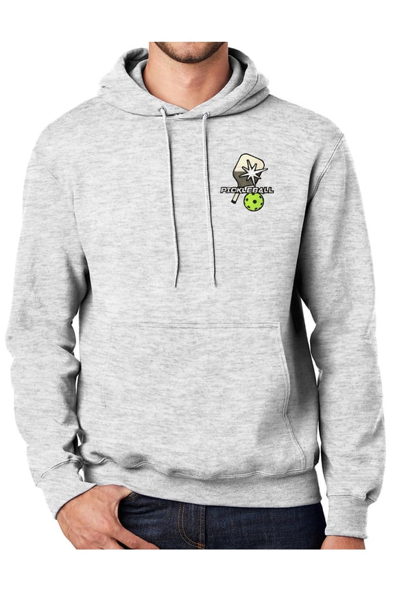 Mens PickleBall Hooded Hoodie Sweatshirt, XL Ash Gray