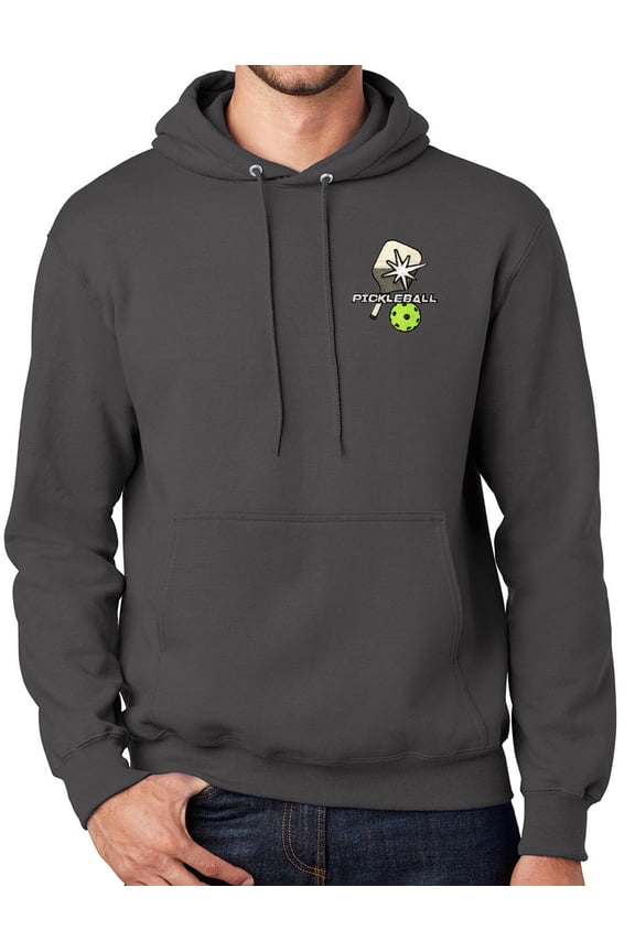 Mens PickleBall Hooded Hoodie Sweatshirt, XL Charcoal Gray